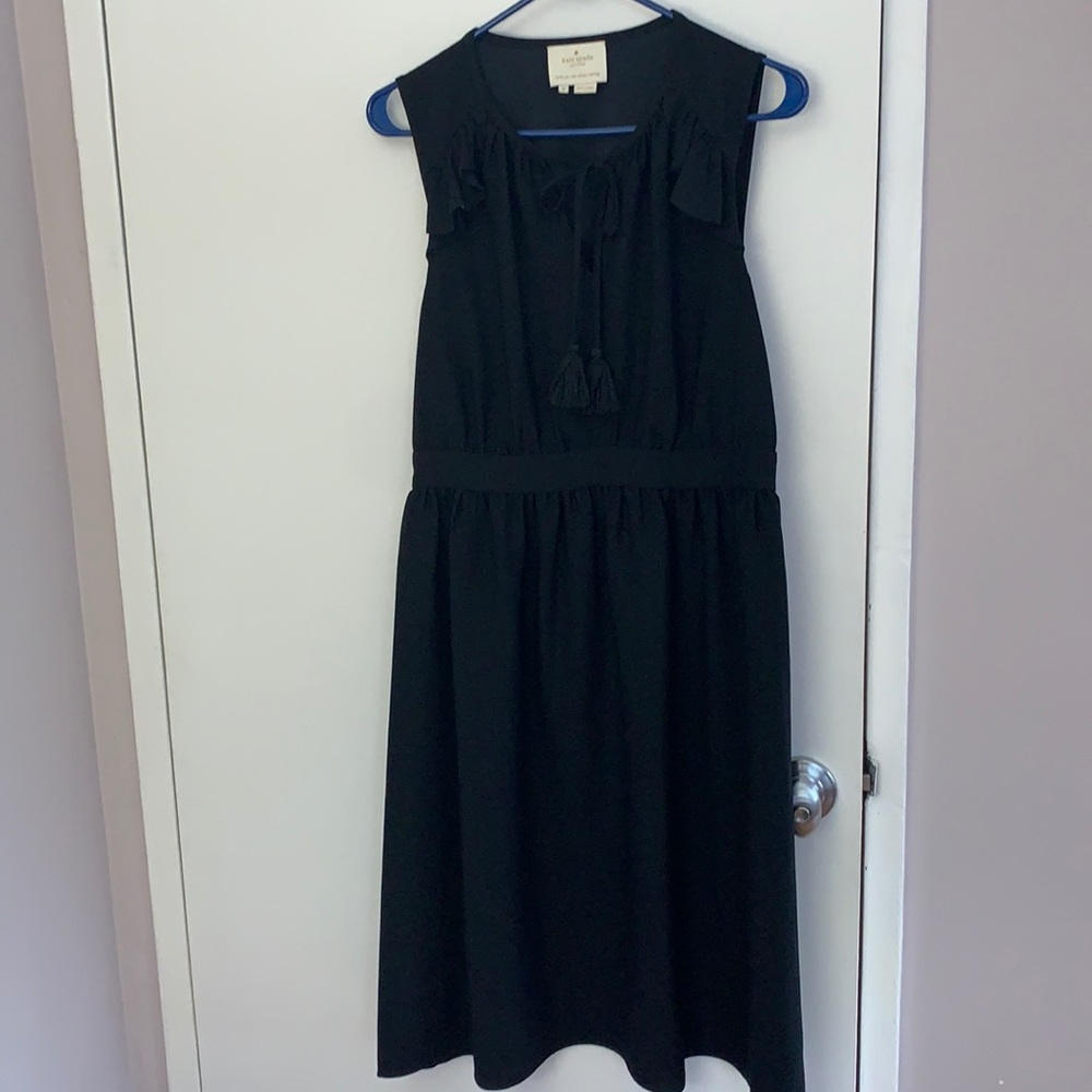 Kate Spade Ruffle Detail V-Neck Tie Dress Black